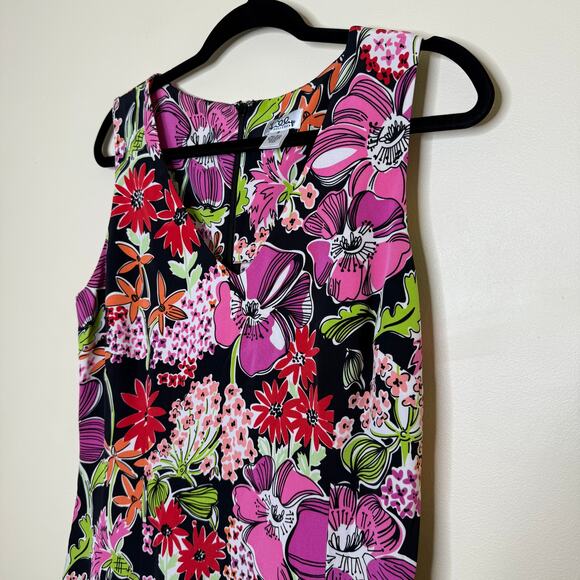 Vintage Lilly Pulitzer Lena Dress Women’s 12 Silk V-Neck Sleeveless Floral Print - Picture 3 of 6